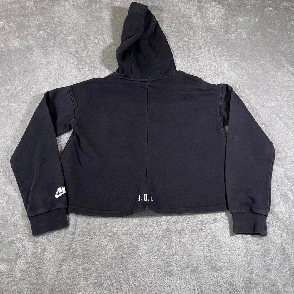 Nike NSW Sweater Girls Large Black Cropped‎ French Terry Hoodie Pullover Fleece